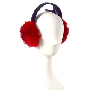 Adrienne Landau Rabbit Fur Earmuffs Red